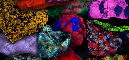 Fluorescent Minerals - Calcite, Fluorite, Zircon, Tugtupite, Leucophanite, Scheelite, Willemite